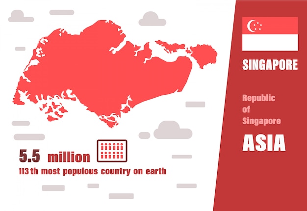 Singapore kaart vector. Aantal bevolkingsgroepen en wereldgeografie