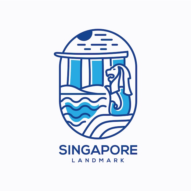 Design del logo monoline punto di riferimento di singapore