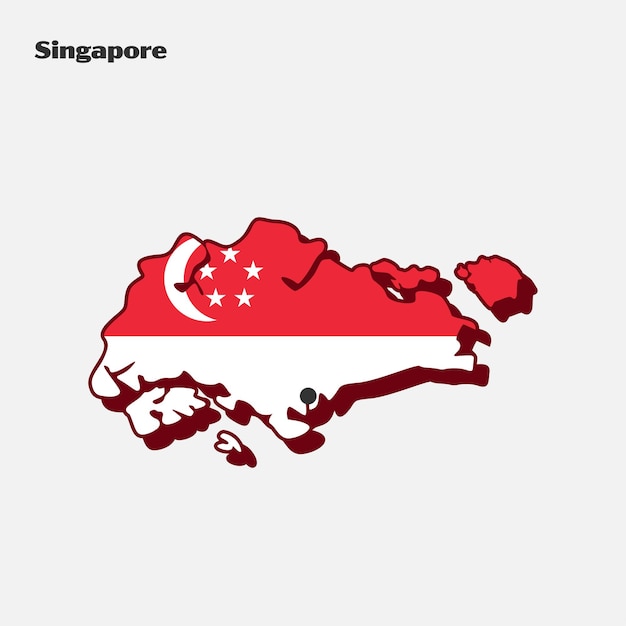 Infografica sulla mappa della bandiera della nazione di singapore