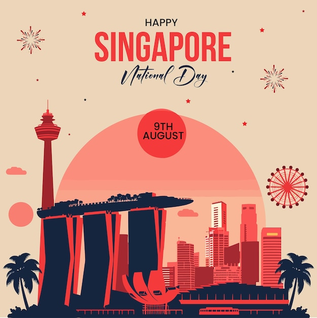 singapore national day celebration social media template instagram post vector