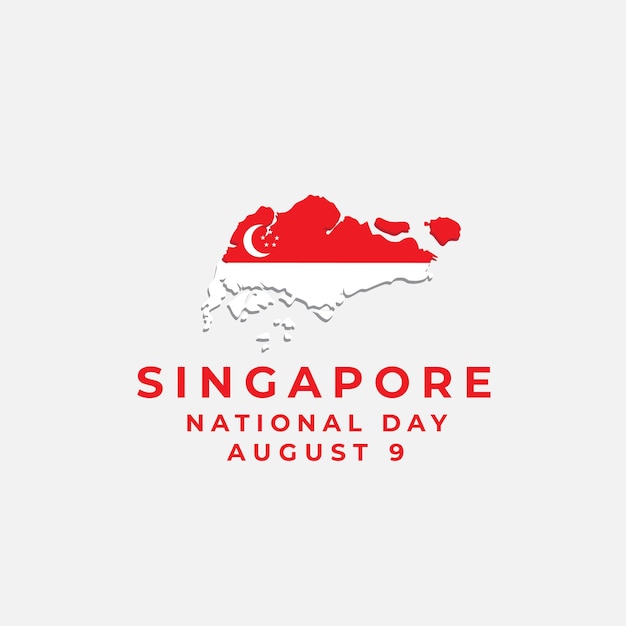 Giornata nazionale di singapore con bandiera e mappa di singapore logo vettore icona simbolo illustrazione design