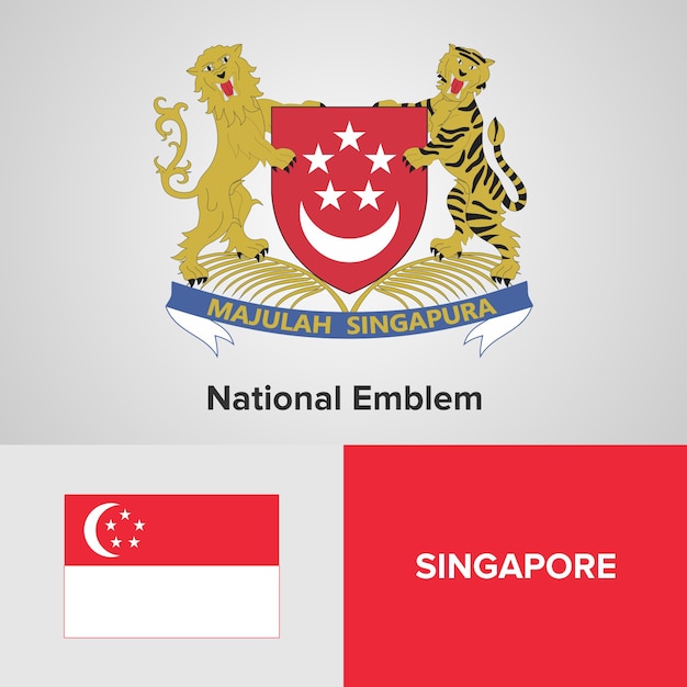Singapore national emblem and flag