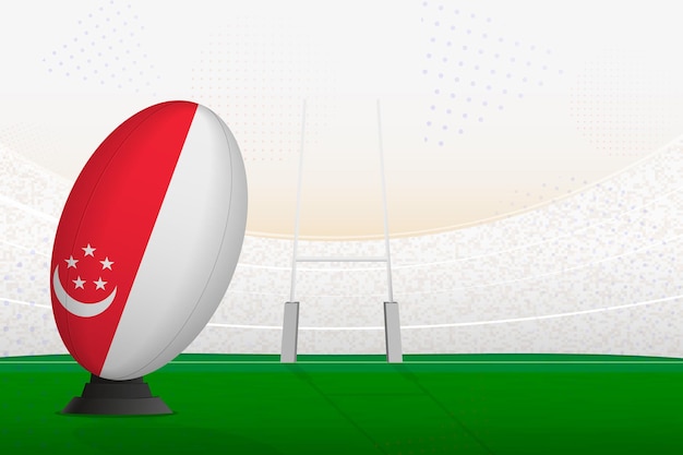Vector singapore national team rugby ball on rugby stadium