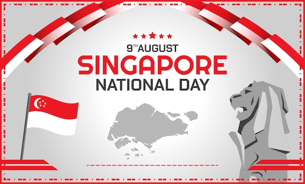 Singapore nationale feestdag sjabloonontwerp vector afbeelding