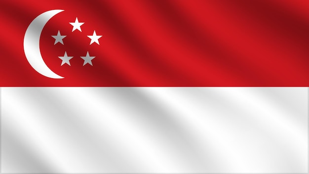 Singapore realistic flags.