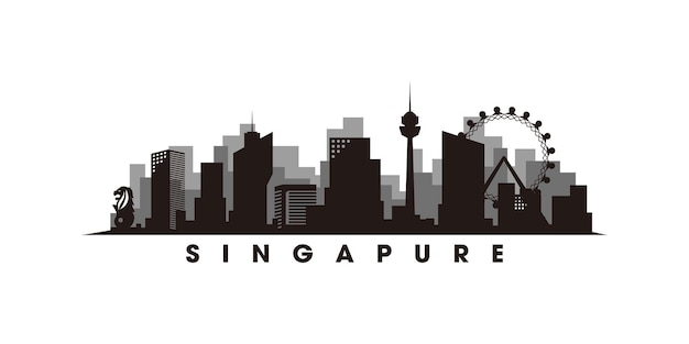 singapore skyline and landmarks silhouette vector