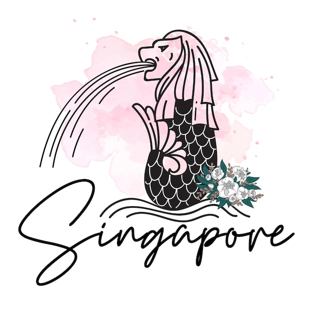 Vector singapore vector watercolor singapore national day