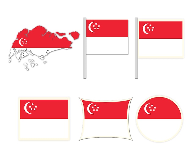 Singapore Vlaggen op veel objecten illustratie