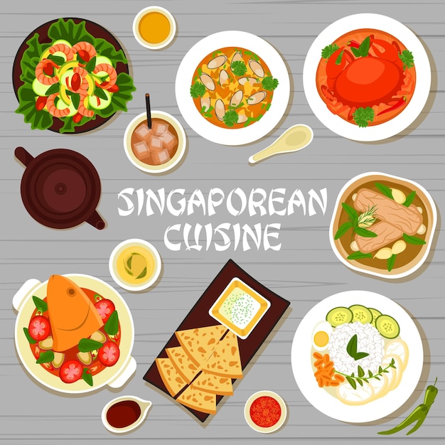 Copertina del menu del cibo del ristorante di cucina singaporiana