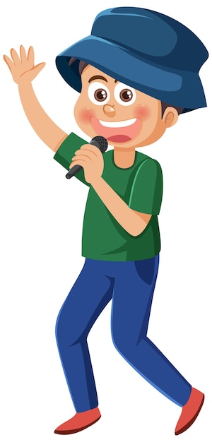 Vector singer boy cartoon character