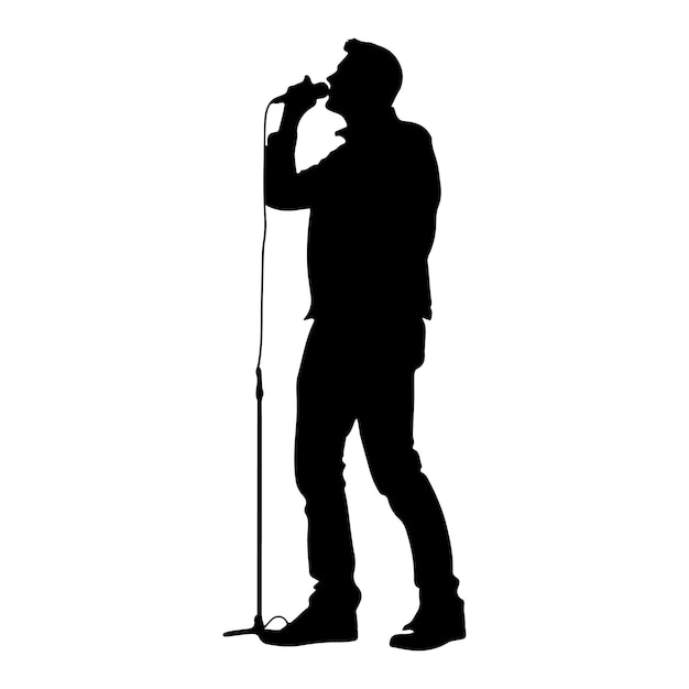 Singer performing at microphone silhouette