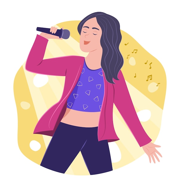 singer woman singing a song for concert performance and entertainment concept illustration