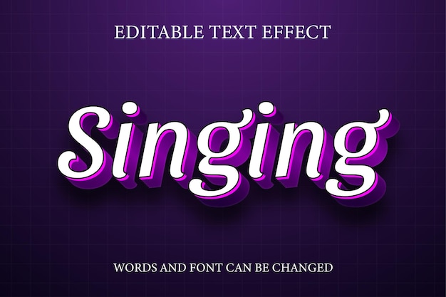 Singing 3d purple gradient style text effect