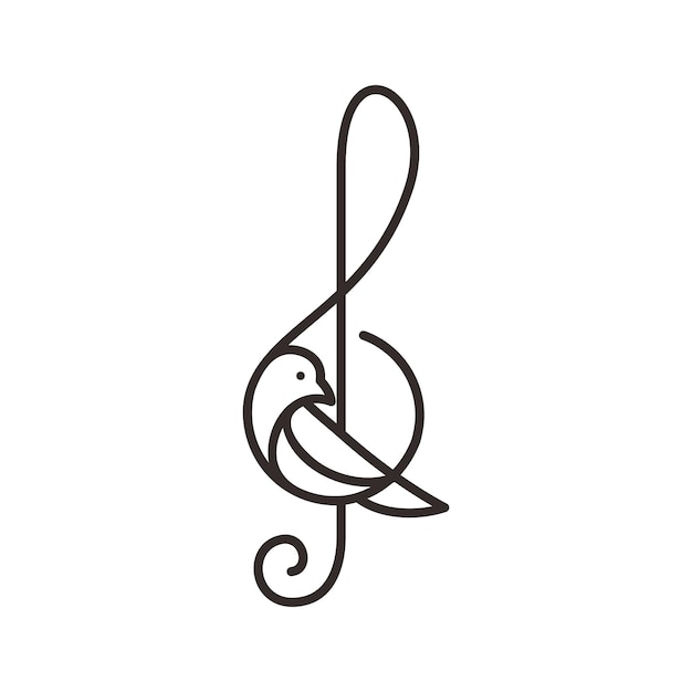Vettore canto degli uccelli musica vocale logo design