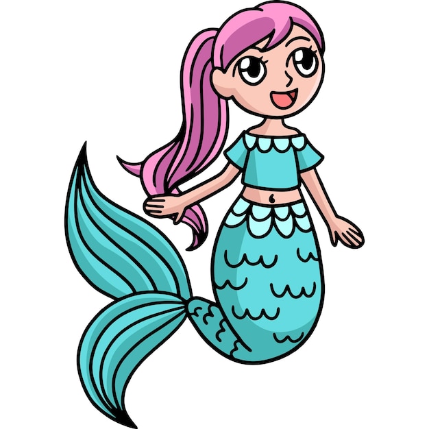 Singing Mermaid Cartoon Colored Clipart
