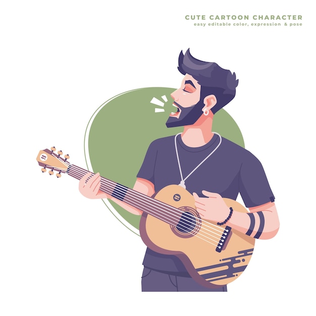 singing musician cute cartoon character