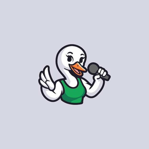Vector singing swan mascot