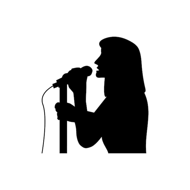 Vector singing woman icon holding mix illustration design