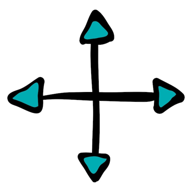 Vettore iconica doodle con 4 frecce singole