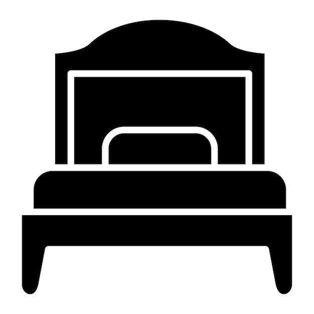Single Bed Room Glyph Solid Black Illustration