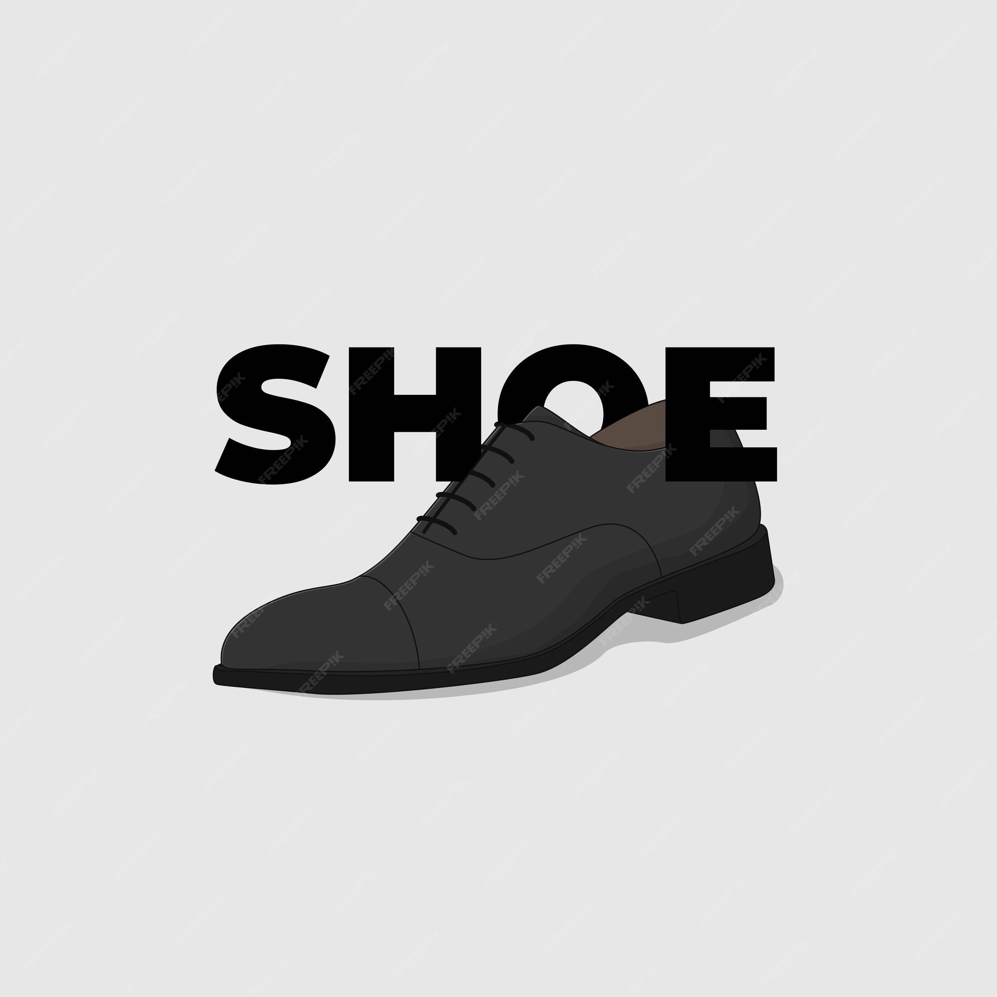 Premium Vector | Single black shoe cartoon illustration with simple  typography design