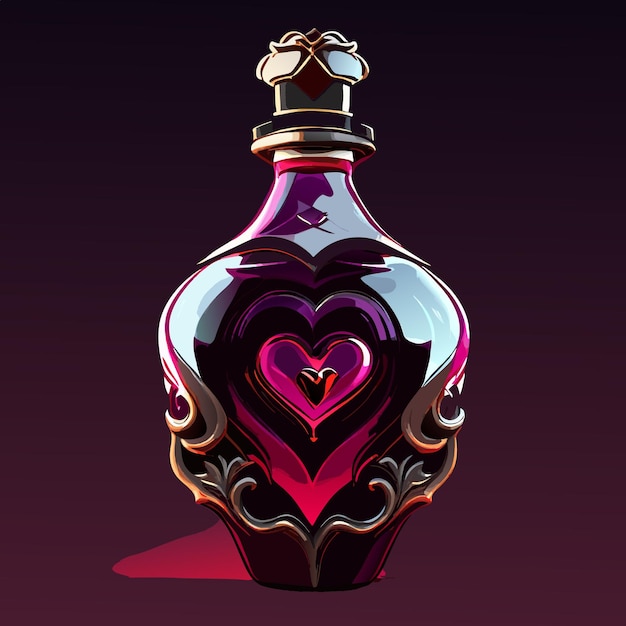 Vector a single bottle of death potion half contained inside cute woman face death and dark liquid inside