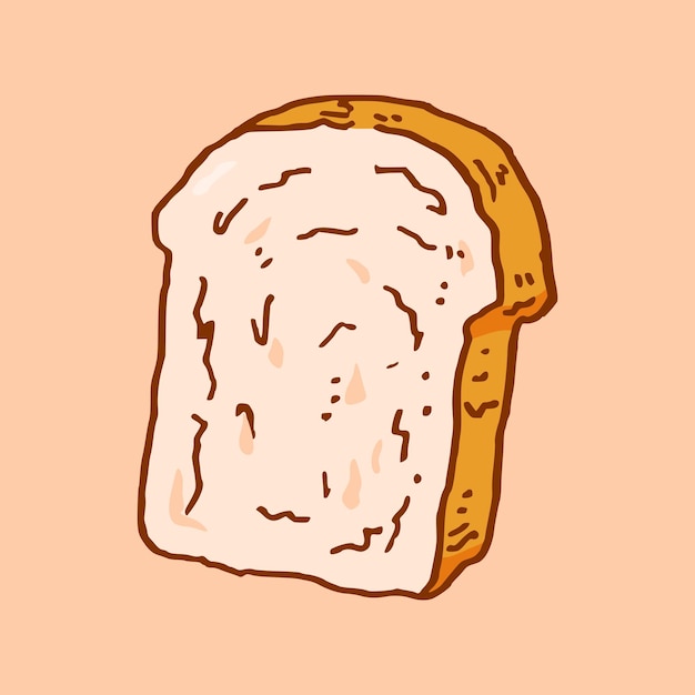 single bread piece in hand drawn and colored style vector illustration