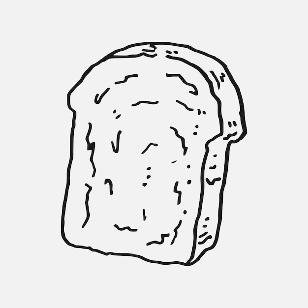 Pezzo di pane singolo in illustrazione vettoriale stile disegnato a mano