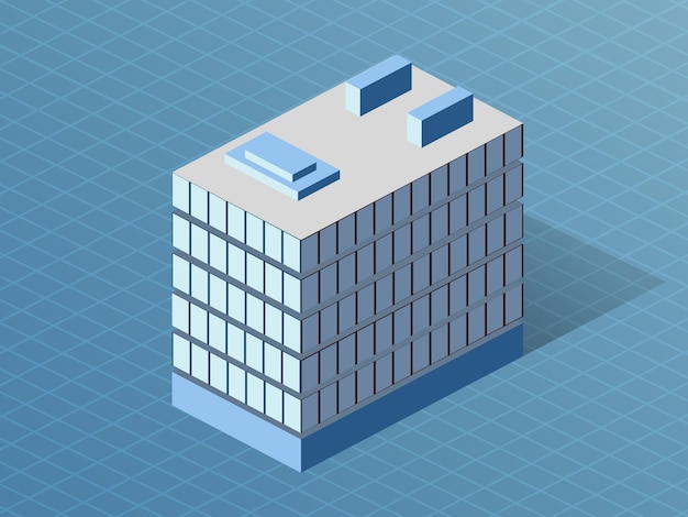 Vector single building downtown isometric 3d dimensional house of the modern architecture of urban construction.