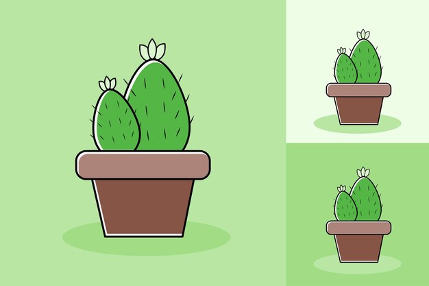 Single cactus plant with different color tone background
