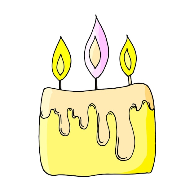 Single candle drawing in a vector by hand