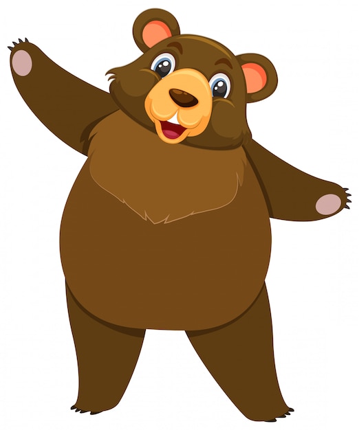 single character of grizzly bear on white 