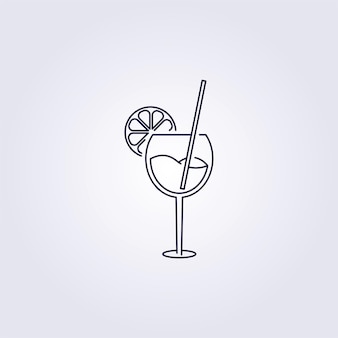 Singolo cocktail mano linea disegnata semplice icona vetro illustrazione bevanda simbolo cocktail logo modello vettoriale design