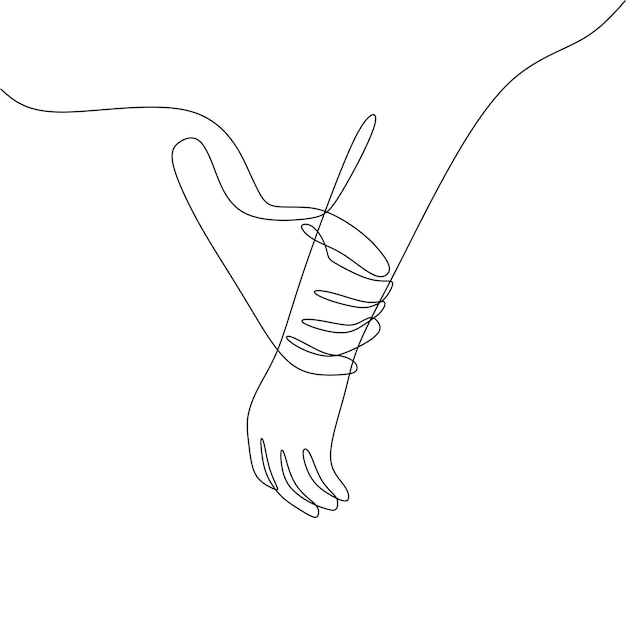 Vector single continous line art of holding hands