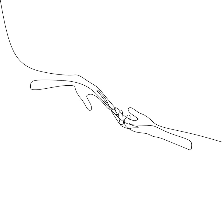 Vector single continous line art of holding hands