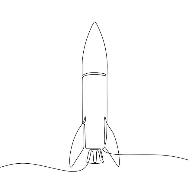 Single continous line art of rocket