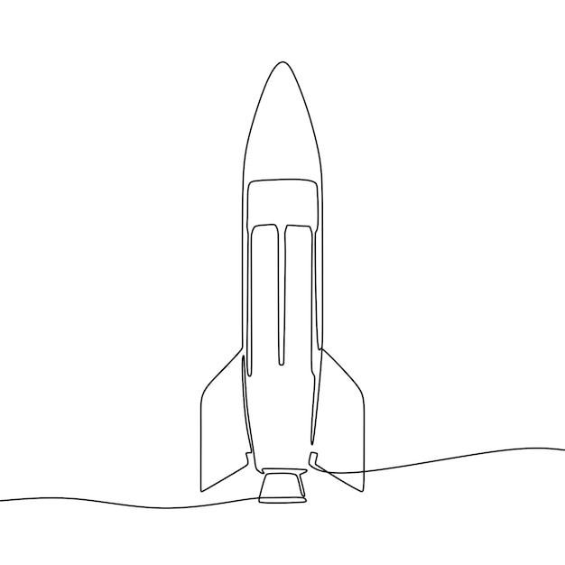 Single continous line art of rocket