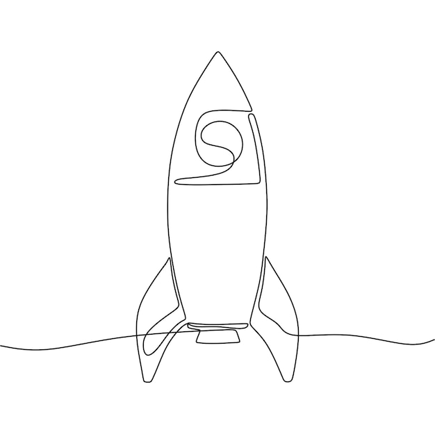 Single continous line art of rocket