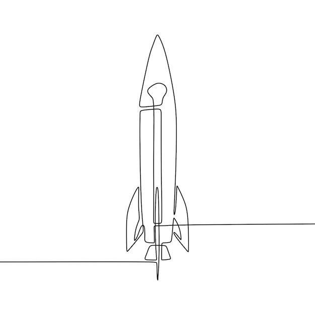 Single continous line art of rocket