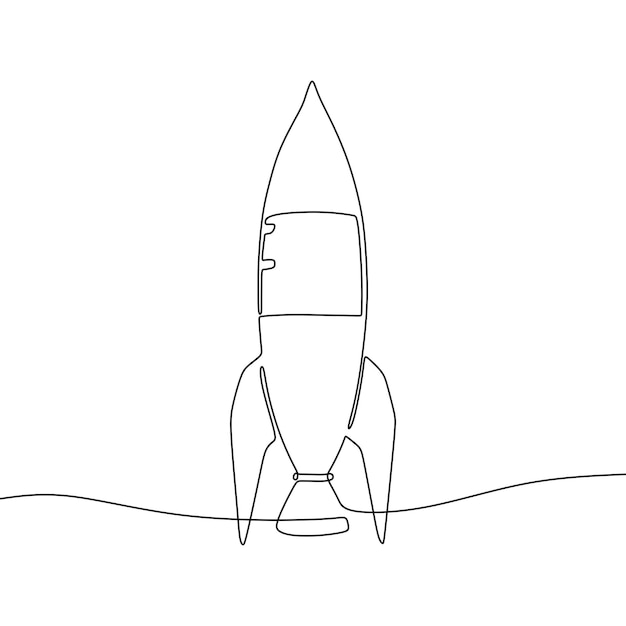 Single continous line art of rocket