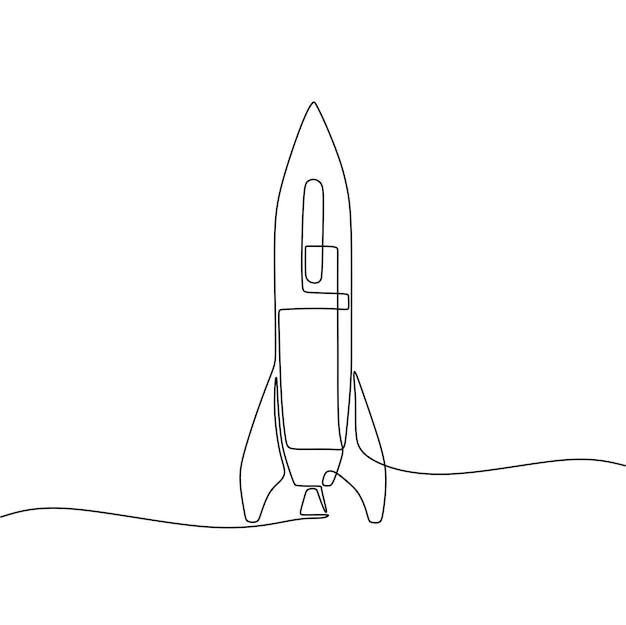 Single continous line art of rocket