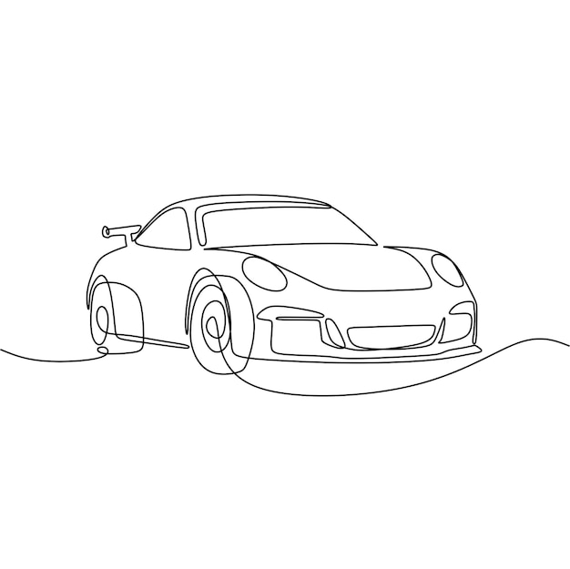 Single continous line art of sport car