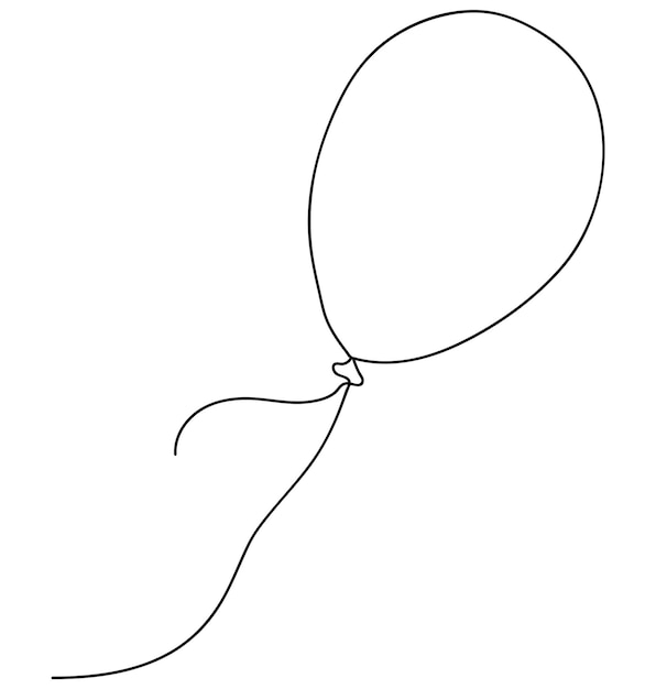 Single continuous line art balloon. Holiday festive present gift concept. Birthday party decoration