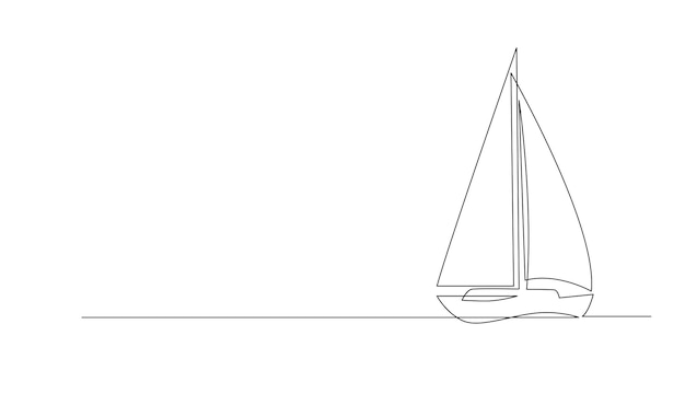 Vettore un'icona di barca marittima a linea continua yacht concept di viaggio e turismo disegno di simbolo di silhouette un disegno di contorno di disegno vettoriale