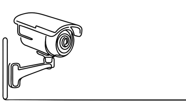 Vector single continuous line drawing of cctv to monitor traffic movements and improve security systems