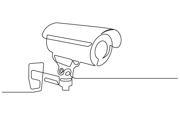 single continuous line drawing of cctv to monitor traffic movements and improve security systems