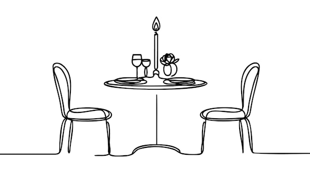 Vector single continuous line drawing of date dating dinner together at coffee shop