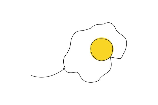 Single continuous line drawing of a fried egg