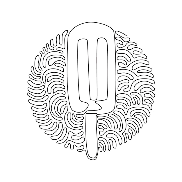 Single continuous line drawing frozen popsicle on stick Tasty ice cream for dessert design vector