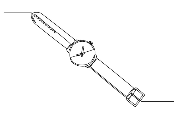 Single continuous line drawing of Luxury men's watch watches Modern one line draw design graphic vector illustration